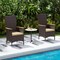 Outdoor PE Rattan Dining Chairs with Cushions High-Back Wicker Chairs with Acacia Wood Armrests
